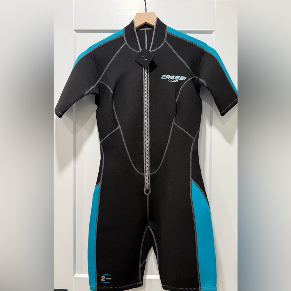 Cressi Lido Lady 2mm Shorty Wetsuit Front Zip Black Blue Size L/4